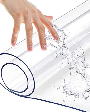 Rectangle Waterproof Clear Vinyl Desk Protector for Office Writing Desk Computer Laptop Desk PVC Plastic Desktop Cover Mat Easy Clean Heat Resistant Non-Slip Table Cover Pad 14x60 Inch