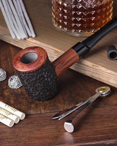 Yannabis Tobacco Pipes, Handmade Carved Tobacco Pipe with Accessories(Scraper, Filter Element, Filter Ball, Pipe Tip Grips, Box, Bag)