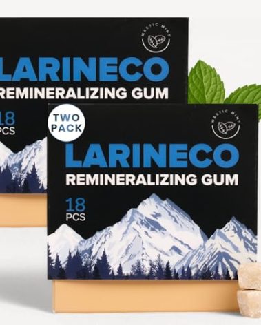 Larineco Remineralizing Gum with Nano Hydroxyapatite & Xylitol – Sugar-Free Xylitol Gum – Plastic-Free, Dye-Free, Aspartame-Free – Natural Base – 36 Pieces, Mastic Mint