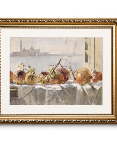 ARPEOTCY Gold Framed Pomegranates Wall Art, Living Room Bedroom Fruit Pictures Wall Decor, Farmhouse Retro Decor, Canvas Prints, Antique Picture Frame Vintage Country Paintings,13x16 Inch