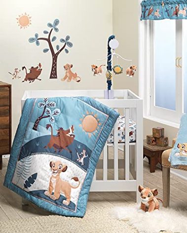 Lambs & Ivy (LAMCR) Lion King Adventure 3-Piece Mini Crib Bedding Set, Blue (790020)