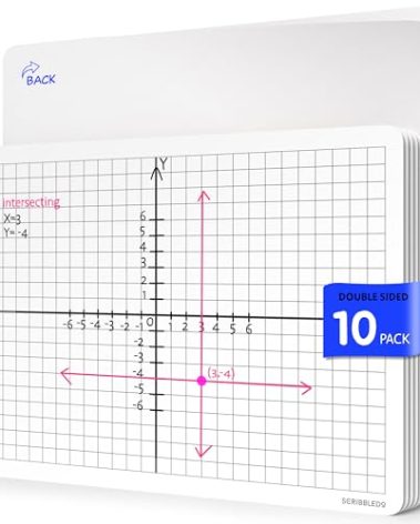 SCRIBBLEDO XY Graph Dry Erase Sheets 9”x12” Math Practice Small White Board Dry Erase Sheets Math Manipulatives Grid Whiteboard Sheets Math Supplies Homeschool Teacher Students Classroom Pack of 10