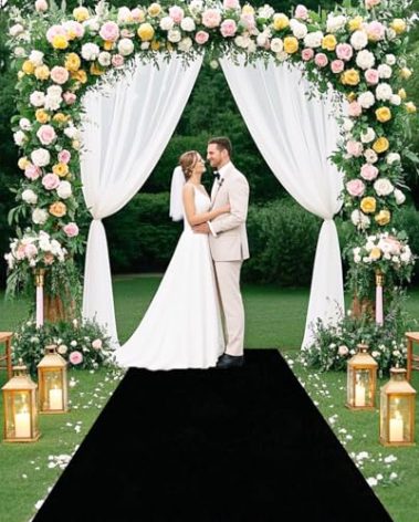 FUHSY Aisle Runners for Weddings for Outdoor Wedding 4FTx25FT Black Carpet Aisle Runner for Prom Wedding Floor Rug for Hollywood Party Decor Bride Carpet Rug Runners Aisles Indoors Outdoors