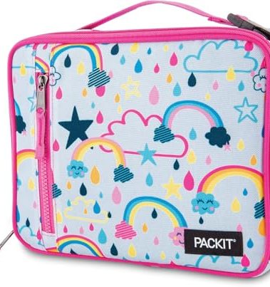 PackIt Freezable Classic Lunch Box, Rainbow Sky, Built with EcoFreeze Technology, Collapsible, Reusable, Zip Closure With Zip Front Pocket and Buckle Handle, Perfect for School Lunches