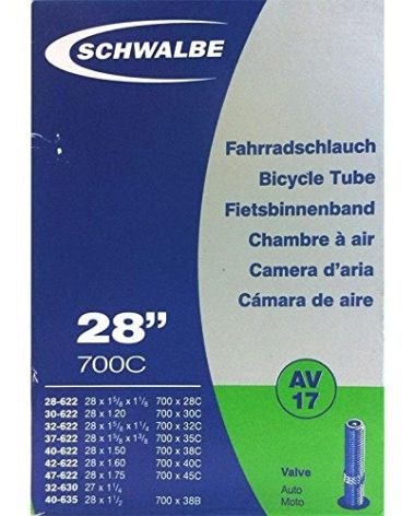SCHWALBE AV17 Bicycle Inner Tube with Schrader Valve ~~28 inch 37622 MM (28 x 1 3/8 x 1 5/8 inches) (28 x 1.4 inches) by Schwalbe