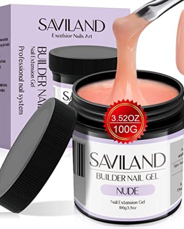 SAVILAND 100 g Builder Nail Gel U V - 3.5 oz Nude Color Hard Gel for Nails High-Capacity for Nail Extension Enhancement Strengthen U V Gel LED Repair Carving DIY Nail Art Manicure Set