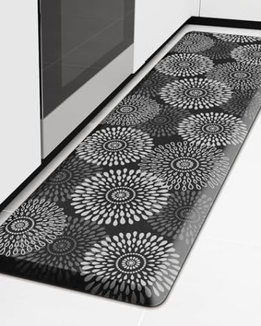 LuxStep Kitchen Mat Waterproof Kitchen Rugs for Floor Cushioned Anti-Fatigue Mat Non-Slip Standing Desk Mat Comfort Floor Mats for House Sink Office 17.3" x 60" Black