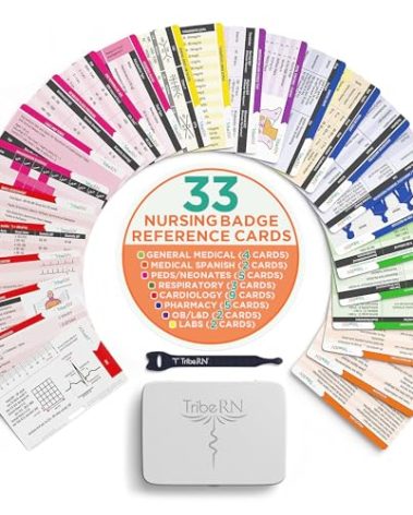 BadgeGuru Nursing Badge Reference Cards - 33 Double Sided Nurse Badge Cards - 66 Cheat Sheets, Nursing School Essentials, Nursing Students, New Nurses