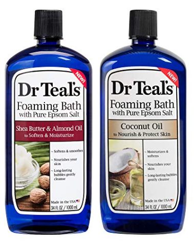 Dr Teal's Foaming Bath Variety Gift Set (2 Pack, 34oz Ea) - Soften & Moisturize Shea Butter & Almond Oil, Nourish & Protect Coconut Oil - Essential Oils Blended with Pure Epsom Salt - at Home Spa Kit