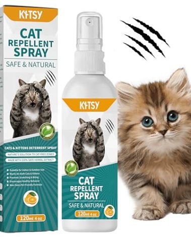 Cat Deterrent Spray, Natural Cat Repellent Spray for Indoor Outdoor Use – Stop Cat Scratching, Peeing, Urinating – Anti Cat Scratch Furniture Protector – PET Safe Formula (120 ml)