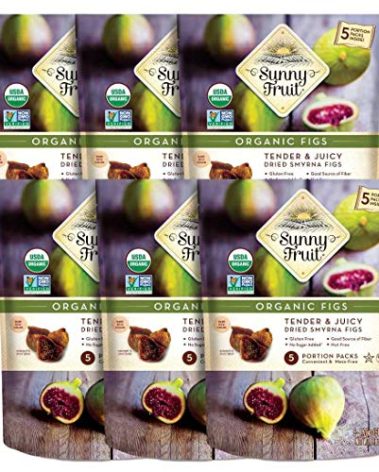 Sunny Fruit Soft Organic Turkish Dried Figs - 6 Bags (30 Individual Portion Packs) | No Preservatives, No Sugar Added | Healthy, Convenient Snack Packs | ORGANIC, NON-GMO, VEGAN, HALAL, KOSHER