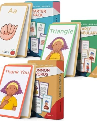 Hubble Bubble Kids American Sign Language Cards for Toddlers and Beginners - 180 ASL Flash Cards for Babies, Toddlers, Kids, ABC Flash Cards for Deaf Children Include Starter, Vocab, and Sight Words