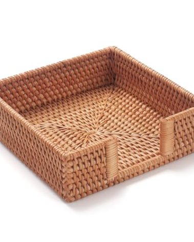 Rattan Napkin Holder Square, Napkin Holders for Paper Napkins, 7.5" x 7.5" x 2.5", Wicker Napkin Tray, Woven Guest Towel Holder for Restaurant/Kitchen/Bathroom Napkin Holder for Table