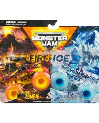 Monster Jam 2024 Fire & Ice 1:64 Diecast Monster Truck 2-pack Zombie & Northern Nightmare