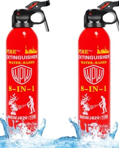 WPW 620ml Large Upgraded 8-in-1 Fire Extinguisher for Home with Wall Mount Portable Fire Extinguisher For Vehicle Car Boat Kitchen Emergency Supplies, Water-Based Solution For A, B, C, K Fire (2 Pack)