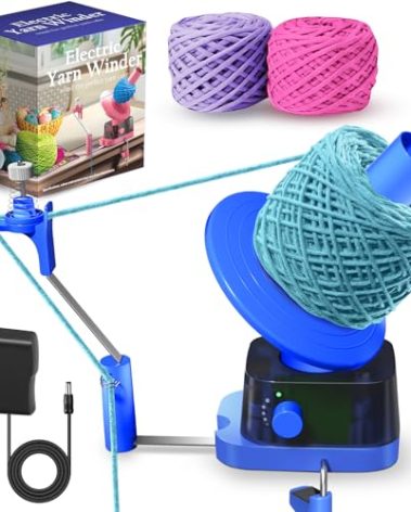 Yarn Winder, Electric Yarn Ball Winder for Crocheting, Efficiently Cake with Strong Tension Adjustable Speed Up to 13 oz, Automatic Spinner Wool for Knitting Enthusiast (Blue)