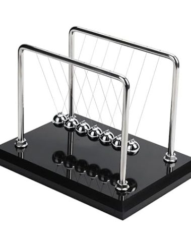 CERROPI Newton Cradle Balance Balls, 7 Ball Newton Pendulum, Classic Swing Ball, Desk Toy & Accessory, 11 inch, 65 Sec Swingtime