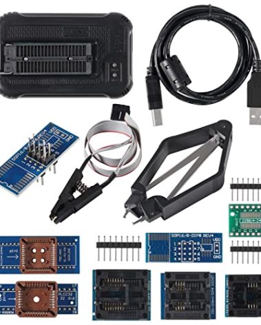 T48 TL866-3G Programmer Support 31000+ ICS for EPROM/MCU/SPI/Nor/NAND Flash/EMMC/IC Tester/ TL866CS TL866II Plus Replacement with 9 Adapter(T48 Programmer Host+ 9 Adapter)