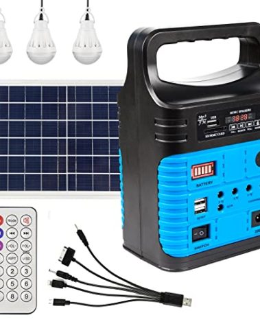 Portable Power Station,Solar Generator with Panels included,LiFePO4 Battery Pack Small Solar Powered Generator with DC/USB Outlets,LED Flashlight for Home Use,Outdoor Camping Quiet(Blue)