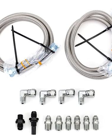 6AN 70" Transmission Cooler Hose Kit Lines Fitting Kit for GM Chevy 1996-2021 4L80E, for Ford C4-C6-AOD, for Turbo 350/400/200-200R4/700R4 4L60 4L60E 4L65E,Stainless Steel Braided Lines