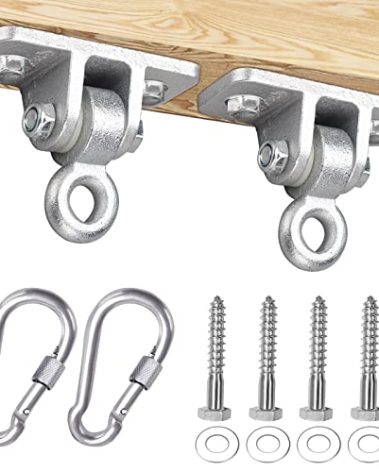 BETOOLL 2400lb Capacity Heavy Duty Swing Hangers for Wooden Sets Playground Porch Indoor Outdoor & Hanging Snap Hooks Silver Set of 2