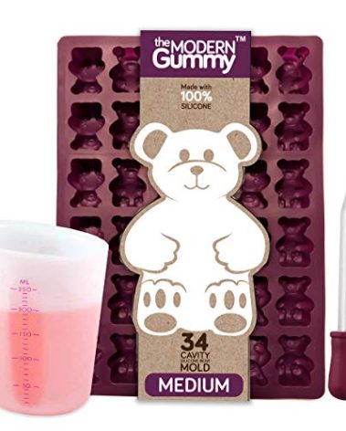 Medium Sized Silicone Gummy Bear Making Kit by The Modern Gummy with dropper and silicone measuring cup