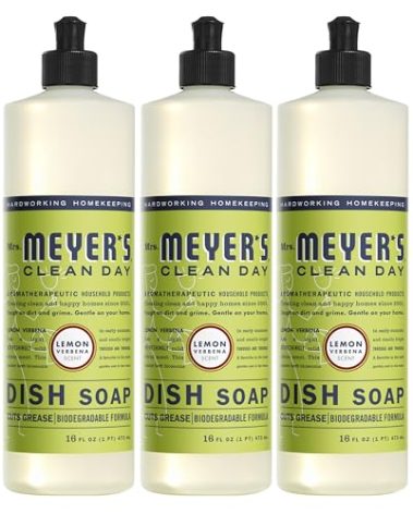 MRS. MEYER'S CLEAN DAY Liquid Dish Soap, Biodegradable Formula, Lemon Verbena, 16 fl. oz - Pack of 3