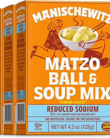Manischewitz Reduced Sodium Matzo Ball & Soup Mix 4.5oz (3 Pack), Kosher for Passover, No Artificial Colors or Preservatives