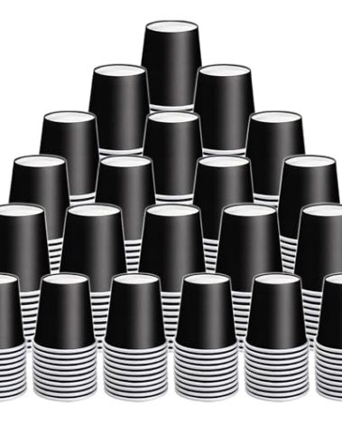 Huaiid 300 Count 3 oz Small Paper Cups, Black Disposable Mini Bathroom Cups, Disposable Mouthwash Cups, Small Disposable Cup, Espresso Cup, PaperCups for Party Travel Picnic BBQ