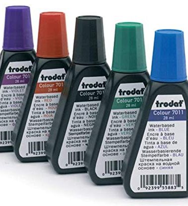 5 color water based Re-fill Ink for self inking Ideal/Trodat Stamps & stamp pads