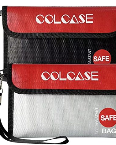 COLCASE Fireproof Money Bag(8.3x5 inches), 2 Pack Fireproof and Waterproof Cash Bag with Zipper, Fireproof Money Safe Pouch Envelope Container for Cash,Jewelry,Valuable,Passport