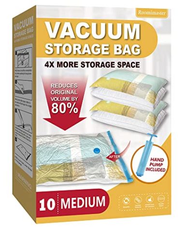 10 Medium Vaccum Storage Bags, Space Saver Vacuum Storage Bags Medium, Space Bags, Vacuum Seal Bags for Clothes with Travel Hand Pump