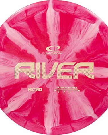 Latitude 64 Retro Burst River | Disc Golf Fairway Driver | Easy-to-Throw Disc Golf Driver for Beginners | Straight Flying | 170g+ Frisbee Disc | Unique Burst Patterns | Red