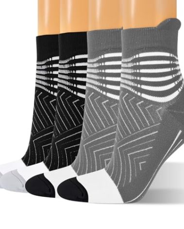 IRAMY Compression Ankle Support Socks Women - Coolmax Wicking, Cushioned Athletic, Plantar Fasciitis Relief 2 Pairs