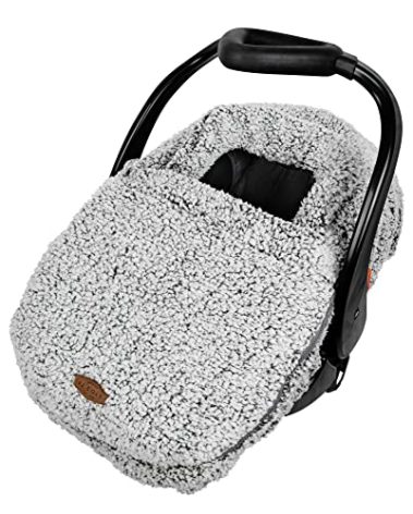 JJ Cole Winter Baby Car Seat Cover - Winter Car Seat Cover for Baby Seat or Stroller - Infant Car Seat Covers with Warm Sherpa Lining - Cuddly Gray