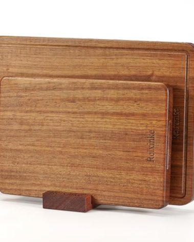 Relxinke Solid Teak Wood Cutting Board Set One Piece Non Glued Large Thick Crack Resistant Wooden Chopping Board with DeepJuice Grooves Built in Handles for Kitchen Meat Vegetable 18x12 IN &12X8 IN
