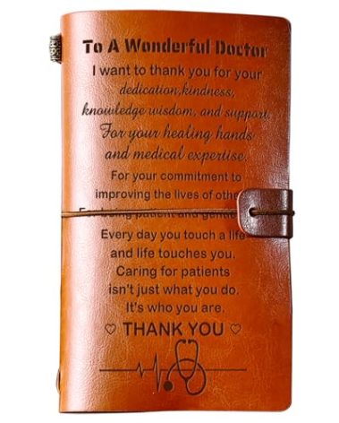 KAAYEE Doctor Gifts, To Doctor Leather Journal -140 Page Keepsake Notebook Gift, Refillable Travel Journal Diary Sketch Book Writing Journals Christmas Birthday Gifts for Doctors
