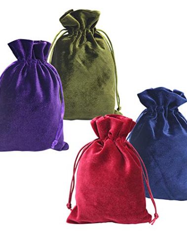 HRX Package Soft Velvet Gift Bags, 5.1x7.8 inch Velvet Drawstring Pouches for Tarot Rune Jewelry Crystal 4 Pack