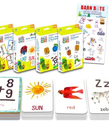 World of Eric Carle Flash Cards Bundle ~ ABC, Numbers, Colors, Shapes, and Separately Licensed Crenstone Alphabet Stickers