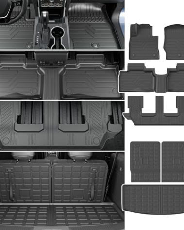 powoq 7 Seats Floor Mat Compatible with 2020-2025 Ford Explorer Cargo Mat Trunk Cargo Liner TPE Backrest Floor Liner Replacement for 2020-2025 Ford Explorer Accessories