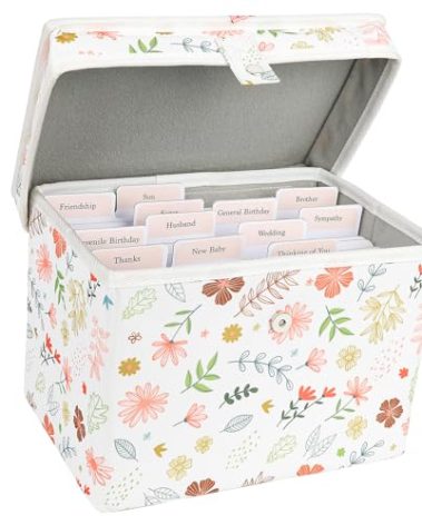 PZRLit Greeting Card Organizer Storage Box with 12 Removable Dividers - Store 140+ Cards, Ideal for Photos, Crafts, Envelopes, Scrapbooking, Paper, Stickers Holder