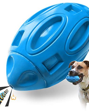 EASTBLUE Squeaky Dog Toys for Aggressive Chewers: Rubber Puppy Chew Ball with Squeaker, Almost Indestructible and Durable Pet Toy for Medium and Large Breed