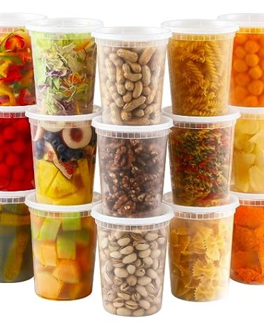 AOZITA 20 Sets 32 oz Plastic Deli Food Containers With Lids, Airtight Food Storage Containers, Freezer/Dishwasher/Microwave Safe, Soup Containers For Takeout Meal Prep Storage