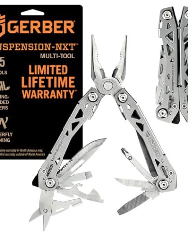 Gerber Gear Suspension-NXT 15-in-1 EDC Multi tool with Pocket Knife, Needle Nose Pliers and Wire Stripper Tools, Gifts for Men, Survival and Camping Gear, Stainless Steel