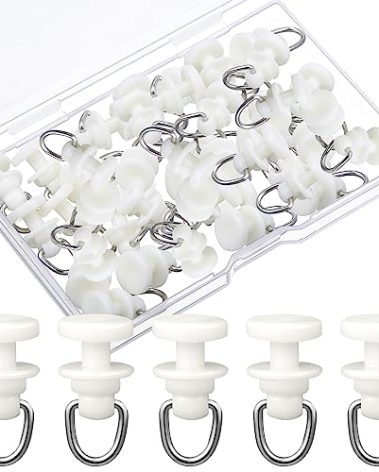 Craftsatin Plastic Curtain Track Hooks Ceiling Sliding Curtain Glider Accessories for Living Bedroom Shower Privacy Rv Garage Divider Track and Hooks(50 Pcs)