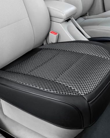 1 Pack Black Ventilated Cool Bottom Car Seat Cover, 3D Air Mesh Breathable Front Leather Car Seat Protectors, Universal Fit Automotive Comfortable Seat Cushion with Storage Pocket for Car Truck SUV
