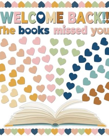 Heart Reading Bulletin Board Classroom Decorations Set Boho Heart Bulletin Board Border Cutout Welcome Back The Book Missed You Craft Home School Library Wall Decor Supplies