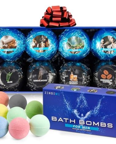 Bath Bombs for Men - Mens Relaxing Bath Bombs Gift Set - Organic with Masculine Scents for Him - 2.5 Oz Each - Gift Set of 8 Scented with Natural Essential Oils for Boyfriend, Husband or Father