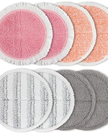 Spin Cordless Electric Mop Pads: 6.5/6.3/6 inch steam/electric mop Pads Replacement for alfabot/vmai/teko/eous/vm6/devoac/kactor/redkey/gobot mop - Round Velcro Scrubber Pads for floor cleaning 8 Pack