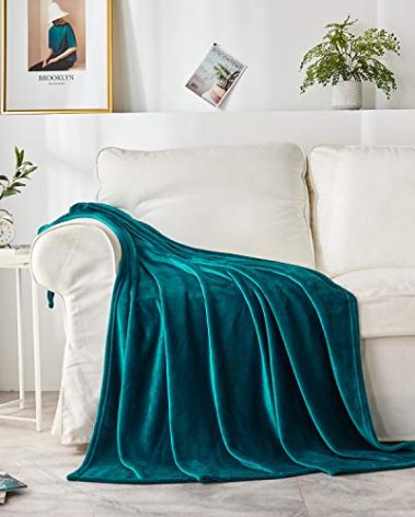 ZYL Flannel Fleece Throw Blanket, Lightweight All-Season Plush Blanket, Microfiber Fluffy Blanket for Couch(Throw, Teal)